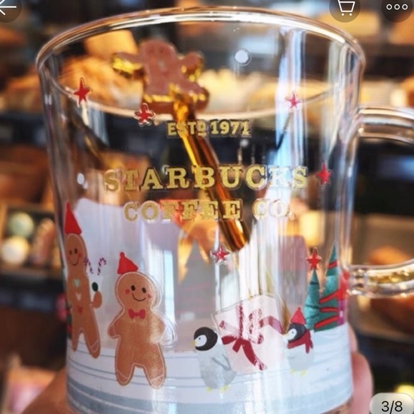 Starbucks Gingerbread Man Glass Cup with Rod - Picture 7 of 7
